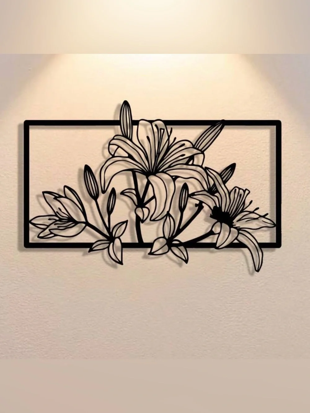 Elegant Metal Lily Flower Wall Decor, Multipurpose Indoor/Outdoor Wall Hanging